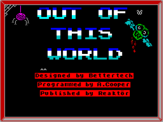 Out of this World title screen for ZX Spectrum